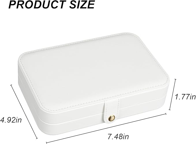 Small Jewelry Box, Travel Jewelry Case Portable Jewelry Boxes for Women, 2-Layer Mini Jewelry Travel Organizer, Gift for Women Girls,White B
