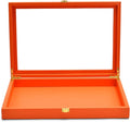 Oirlv Clear Lid Flat Jewelry Tray Stackable Display Storage Box Premium Leather Drawer Insert Jewelry Display Box for Rings Earrings Necklaces Bracelet Women Gift