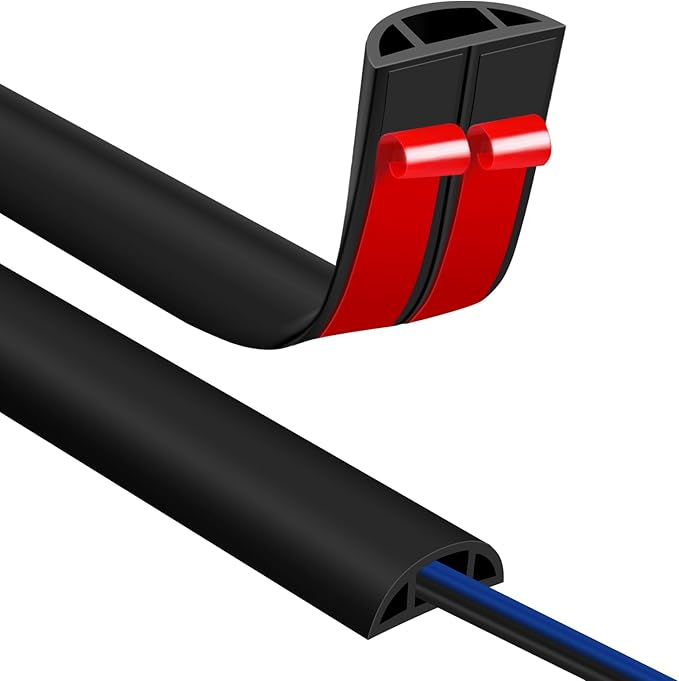 Floor Cord Covers for Wires 20FT Cable Hider Wire Coverr Self Adhesive Cord Hider Floor for Offices, Homes, Workshops, Warehouses Cable Cavity 0.47" W x 0.27" H