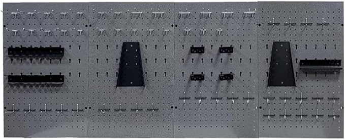 JZD 115 PCS Metal Pegboard Wall Organizer 4 Packs Metal Pegboard Kit 66x24 Inch Pegboard Panels Tool Organizer Kit with Accessories Hooks for Garage, Tool Storage,Craft Room