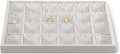 Velvet Necklace Display Tray, Stackable 24 Grid Insert Pendant Necklaces Storage Holder Plate, Jewelry Retail Countertop Organizer (White)