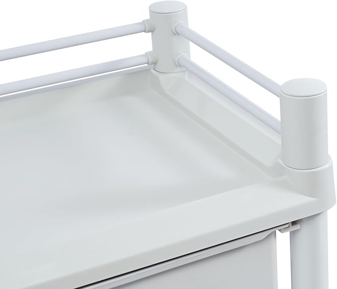 Medical Mobile Trolley Cart, Salon Storage Cart Movable Organizer Rolling Beauty Organizer Trolley 2 Foot-Operated Locking Castors 3 Open-Fronted Drawers 2 Waste Bins 176.37 Lbs Load Capacity