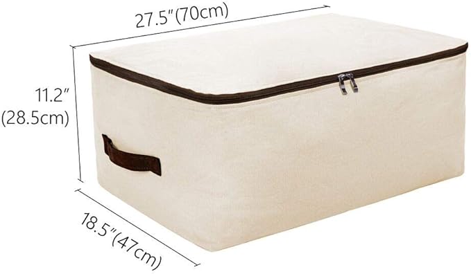 Large Canvas Soft Bedding, Garment Storage Organizer Bag for Wardrobe, Oversize Breathable Soft Bags for Queen/King Size Blankets, Duvets, Beige