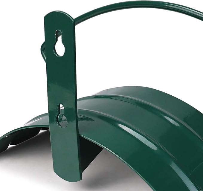 Deluxe Wall Mount Garden Hose Hanger Duty Metal Hose Holder Easily Holds 125 3/4’’ Hose Solid Steel Extra Bracing Forest Green