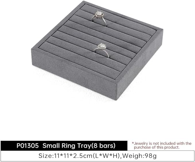 Dark Blue Jewelry Display Tray Ring Necklace Earring Bangle Organizer Multifunctional Storage Case for Jewelry Showcase (Small Ring Tray(8 bars))