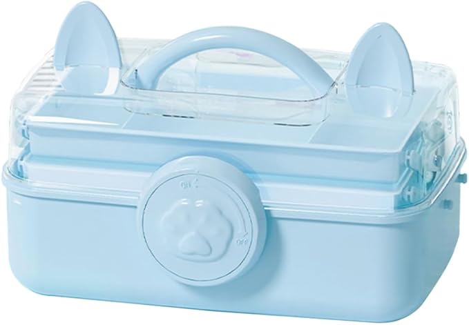 Bow Knot Hair Accessories Organizer Box - Cute Dust Proof Childrens Jewelry Storage Box, 3 Layers Plastic Storage Box for Clips, Headbands, Bands, Jewelry, etc