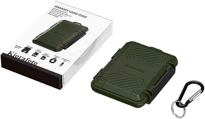 IP67 Waterproof Memory Card Case, Slim Anti-Shock SD TF Card Holder Carrying Case Organizer for 8 SD/SDHC/SDXC Cards, 12 MicroSD/MicroSDHC/MicroSDXC/TF/MSD Cards, 2 Nano SIM Storage - Green
