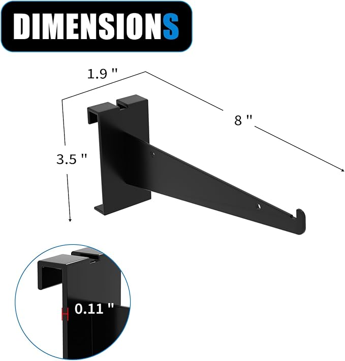 8" Grid Wall Knife Holder Brackets,10 PCS Black Metal Grid Wall Brackets, Grid Wall Accessories with Lip, for All 3" Grid Panels