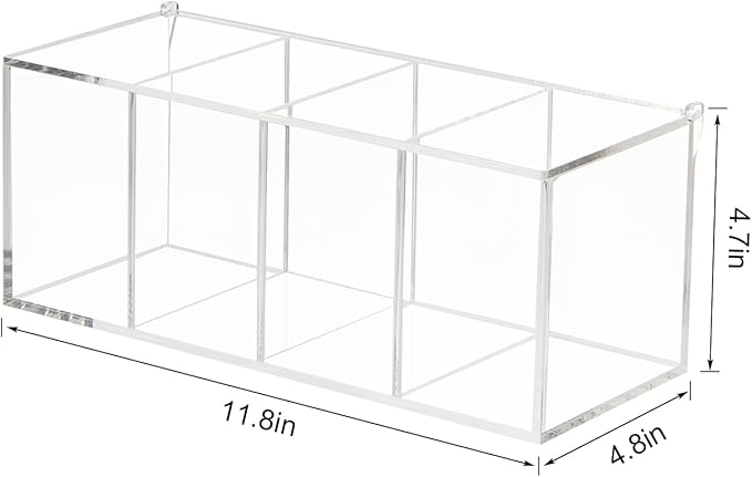 Hair Accessories Organizer for Girl, Acrylic Hair Tie Organizer Scrunchie Holder with Divider for Headband, Hair Clip, Cotton Swab, Cosmetic Cotton, Storage Box with Lid for Jewelry