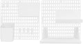 Punch Pegboard Shelf Display Wall Organizer Kit Plastic Lightweight Wall Pegboard Holder with DIY Combinations for Bedroom Bathroom Kitchen Storage Smooth Edges White