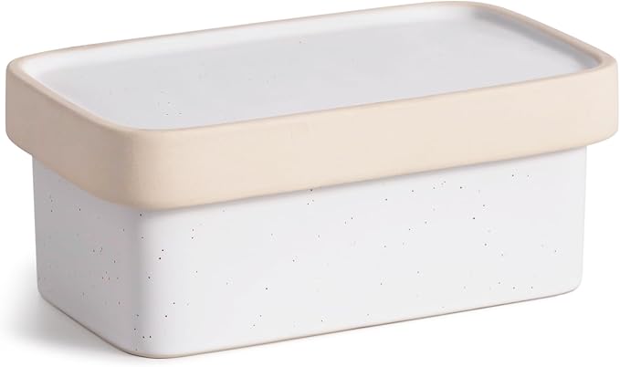 Ceramic Butter Dish with Lid，Large Butter Dish for Countertop, double-sided usable design，Suitable for fresh spreadable butter, butter container holder for kitchen and home decor.