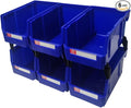 Pe&Hui Storage Organizer Bins,Wall Mount Storage Parts Rack,Stackable Shop Tool Bins for store Screws,Small Parts,Office Supplies and other Accessories Blue (6Pack)