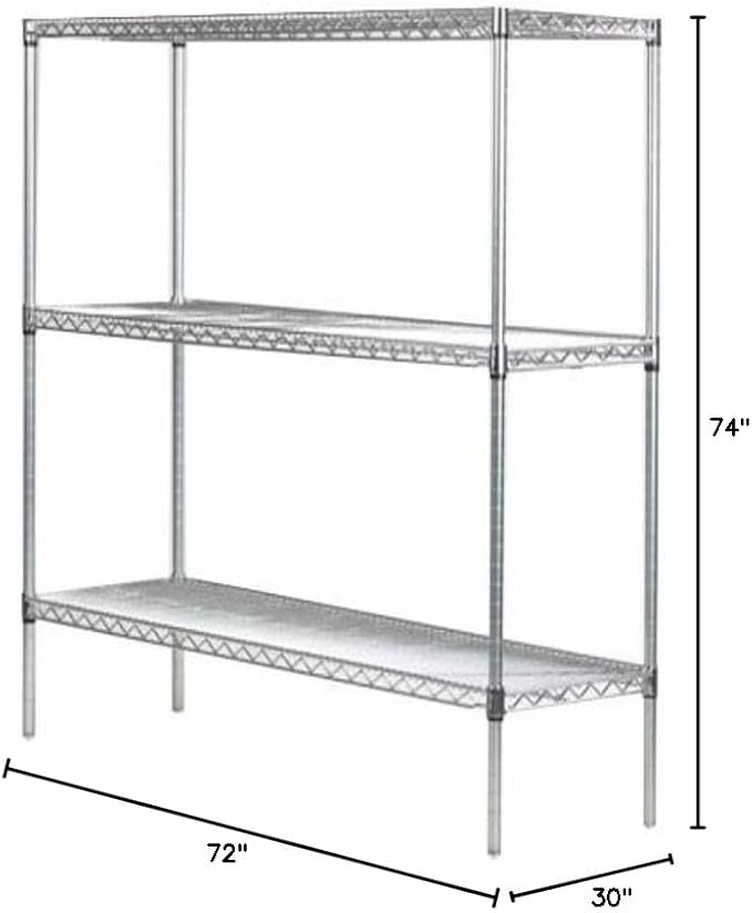 Omega 30" Deep x 72" Wide x 74" High 3 Tier Gray Starter Shelving Unit