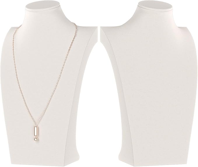 Necklace Bust Display Stand, Necklace Holder, Pendant Chain Necklace Organizer for Women (Beige Velvet, S 1PCS)
