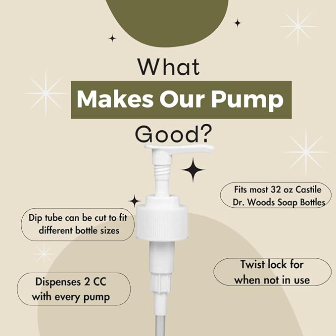 White Soap and Lotion Pump, Fits Most 32oz Soap Bottles, 28/410 Neck, 2cc Dispensed Per Pump (6 Pack)