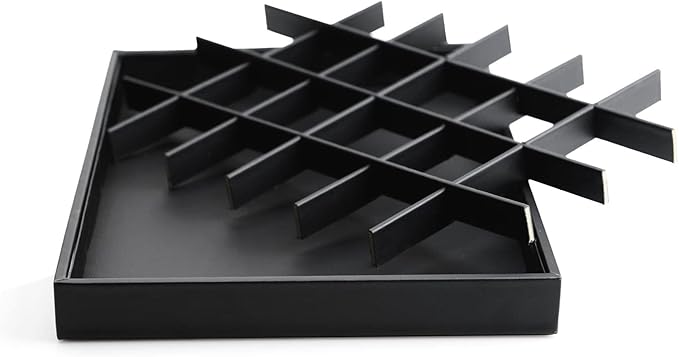 Stackable Jewelry Organizer Tray Premium PU Leather 24 Grid Jewelry Display Tray Trinket Earring Ring Organizer