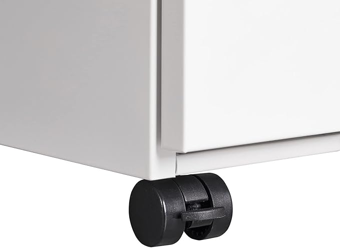3-Drawer Lockable Mobile File Cabinet – Metal A4/Letter/Legal Size Storage for Home/Office, Space-Saving Under-Desk Cabinet with Wheels[Installation Required] (White-B)