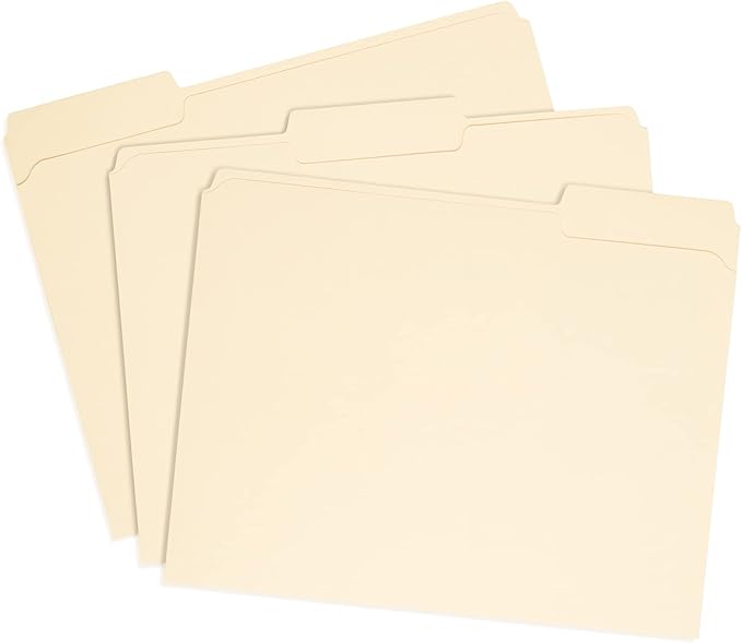 100 Blue Summit Supplies Heavy Duty File Folders Letter Size with 1/3 Cut Reinforced Tabs, Thick 14pt Manila Paper, Heavy Duty Manila Folders for Office, Home, or Classroom
