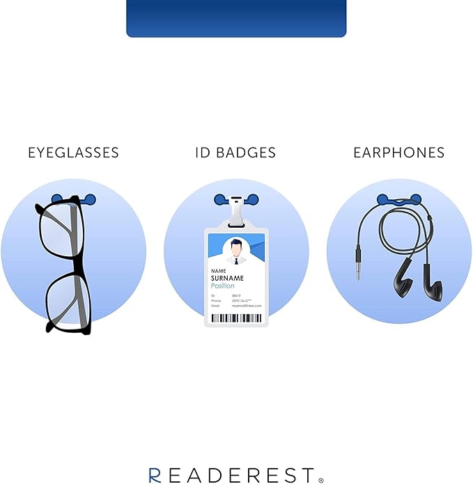 Readerest Magnetic Glasses Holder (3 Pack), Magnet Clip for Readers, Sunglasses & Work Badges for Men & Women, USA Made