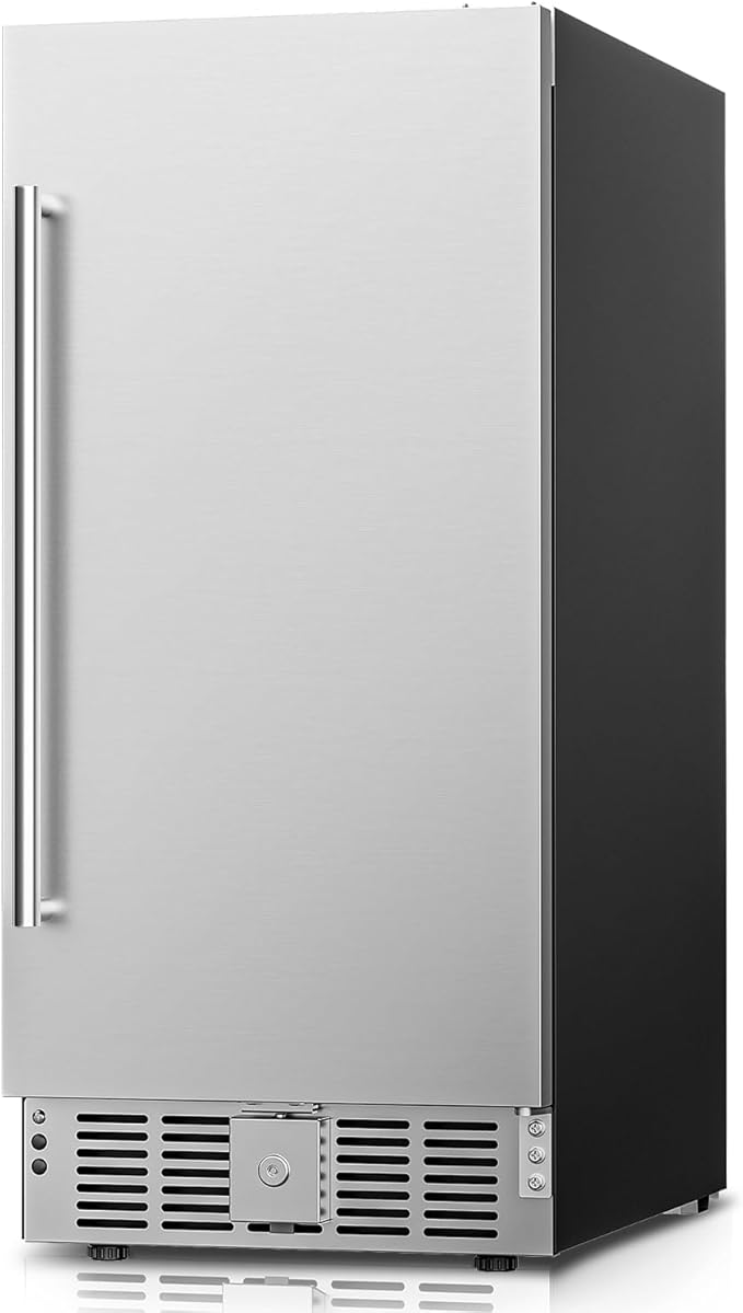 15 Inch Under Counter Beverage Refrigerator - 126 Cans Beverage Fridge with Stainless Steel Door for Beer Wine Soda - Built-in or Freestanding Wine Cooler for Home Kitchen Bar