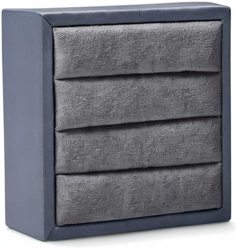 Oirlv Premium Leather Ring Display Stand Small Ring Tray Showcase Jewelry Display Home Organizer(Grey)