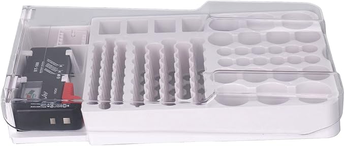 Battery Organizer, Battery Holder Box Holds, Large Capacity Battery Storage Box Organizer Soft Padding for Home Office Workshop 12.2 * 6.85 * 2.36 in