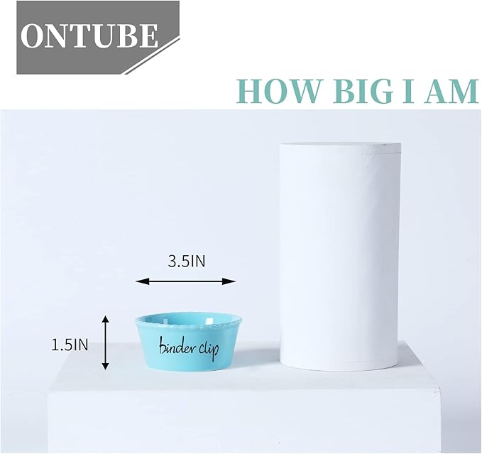 ONTUBE Ceramic Paper Clip Holder and Binder Clip Holder Set (Turquoise)