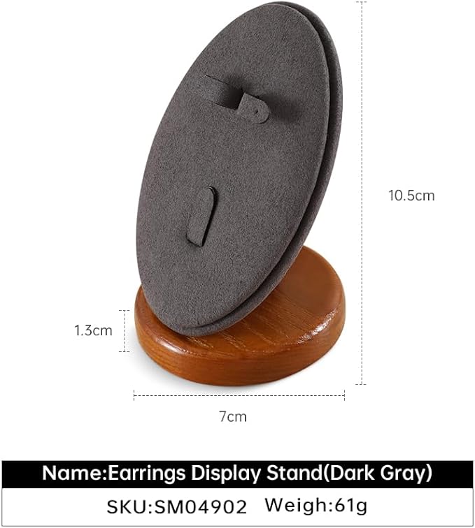 Ring Holder, Small Jewelry Stand,Wooden Earring Holder,Premium Ring Display,Luxury Earring Stand,Grey Jewelry Display for Vendor