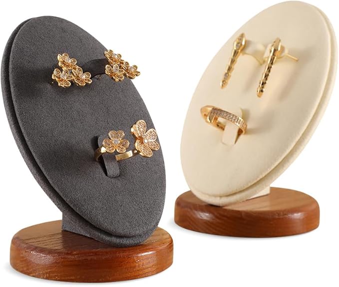 Ring Holder, Jewelry Display for Vendors,Wooden Earring Display,Premium Jewelry Holder,Luxury Earring Stand,Beige Small Jewelry Stand