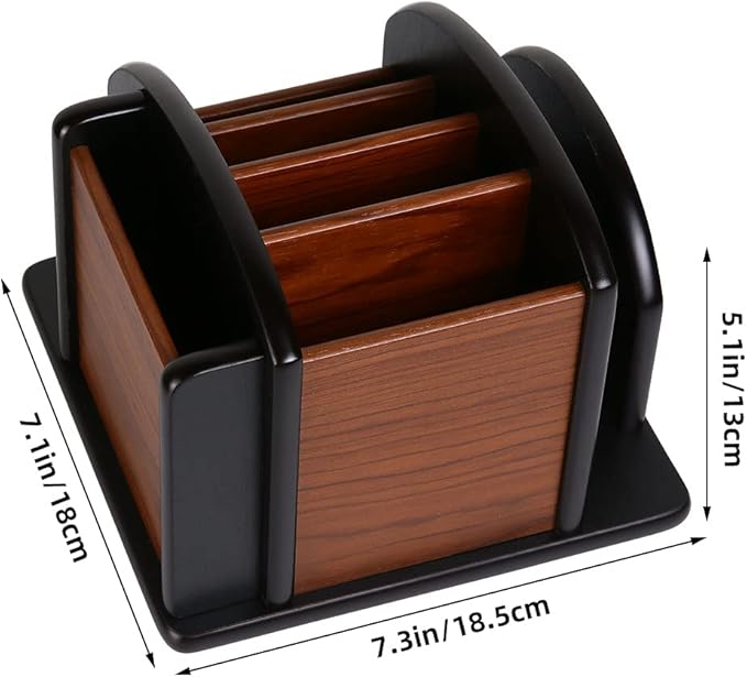 Wooden Desk Organizer, Desktop Office Supplies Storage Remote Control Caddy Holder (6-Compartment)