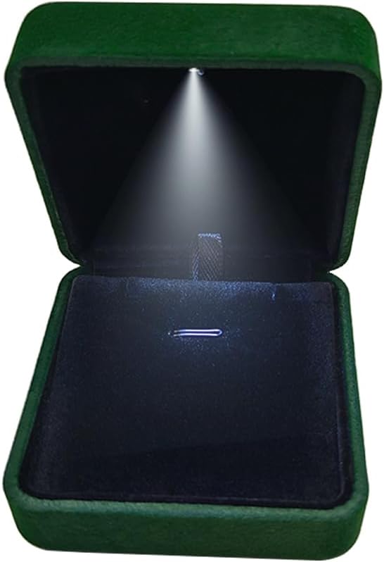 GBYAN Pendant Necklace Box with LED Light, Necklace Gift Box Velvet Jewelry Display Case for Proposal Engagement Wedding and Birthday,Emerald Green