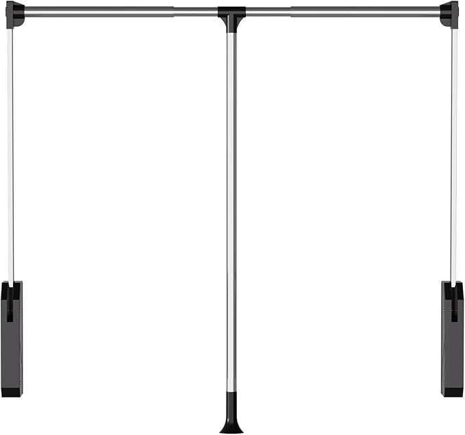 Pull Down Closet Rod, 33 lbs Load Capacity Stainless Steel Clothes Hanging Rod, Adjustable 33-45 Inch Soft-Close Wardrobe Lift Rail Organizer for Bedroom Laundry Room