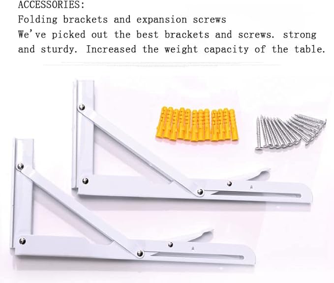 Wall Mounted Folding Table,White Floating Desk for Small Spaces,Stainless Steel Bracket Laundry Folding Table,Wall Folding Desk,Home Bars and Dining Establishments(100x50cm/39.4"×19.7")