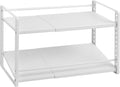 2-Tier Storage Rack Organizer for Foil Plastic Wrap Box Spice Bottle Seasoning Can Kitchen Countertop Pantry Desktop Cabinet Under Sink Coffee Station Organization Shelf Expandable Adjustable Metal