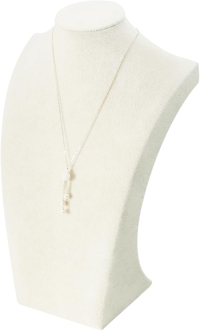Coward Big Necklace Bust Stand for Selling Show, Beige Velvet Necklace Jewelry Display Holder for Home Use or Store Shop Show (13" Hight)