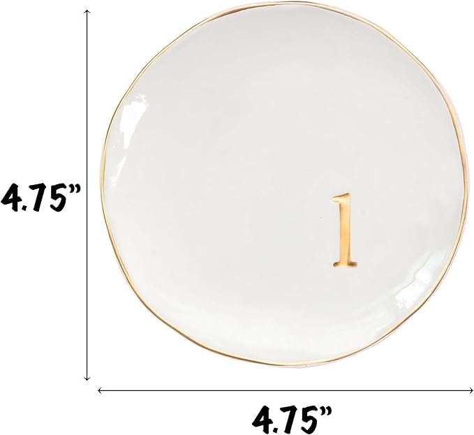 COLLECTIVE HOME - Ceramic Jewelry Tray, Decorative Trinket Dish for Rings Earrings Necklaces Bracelet Watch Keys, Birthday Mother's Day Christmas Gift for Women, 4.75", Glossy (l)