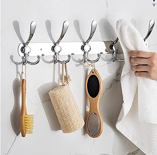 GlazieVault Coat Rack Wall Mount - Stainless Steel Coat Hooks (2 Pack) - Heavy Duty Wall Hooks for Clothes & Accessories (Silver Tri)