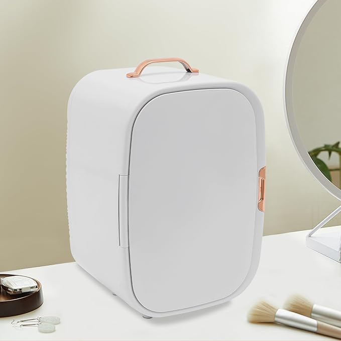 Mini Skincare Fridge,12L Makeup Cosmetics Refrigerator Beauty Fridge for Cosmetic Storage Skincare Fridge Portable Small Refrigerator for Cosmetics, Skin Care (White, Without ED Light Mirror)