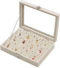Jewelry Box Necklace Organizer Tray, Beige Necklace Display Case for Storage Jewelry Small Necklaces Display Stand 12 Slot Pendant Holder for Women
