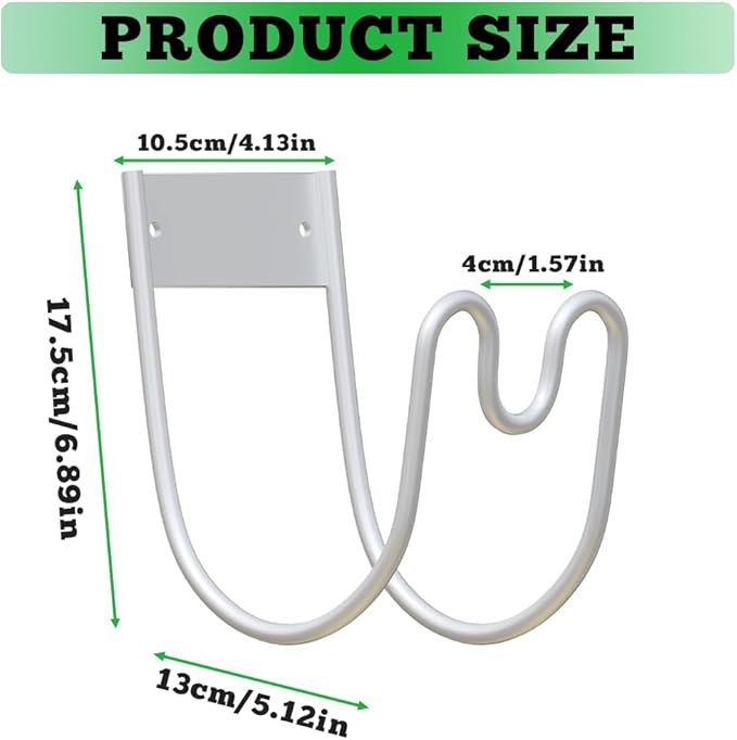 Metal Garden Hose Holder - Wall Mounted Garden Hose Hook, Hose Hanger Heavy Duty for Water Hose Extension Cords Vacuum Hose,Rust Proof (White)