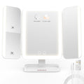 EASEHOLD Makeup Mirror with Lights, Rechargable Lighted Vanity Mirror with 116 LEDs, 1X/2X/3X Magnifying, 3-Color Mirror with LED Lights,5000 mAh Lighted Makeup Mirror, Adjustable Brightness/Angle