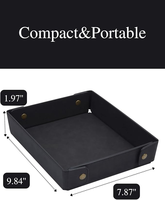 CASIRENA Father's Day Gifts Faux Leather Valet Tray Organizer for Men - Catch-All Tray for Entryway Table Key, Wallet, Watch, Coin Change, Phone, Dresser EDC Dump Jewelry, Bedside Nightstand Desk-top