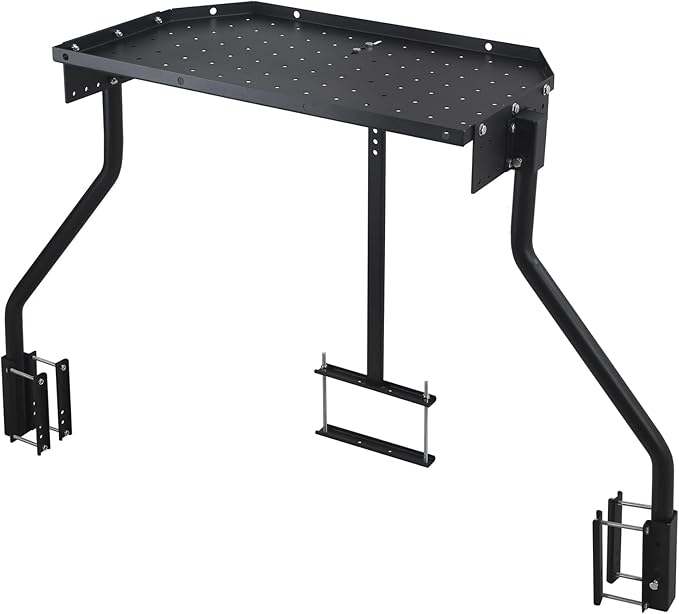 Trailer Tray RV Generator Mount, Front Mount Cargo Carrier & Storage Rack for Travel, A-Frame Mounted Tray (Black)