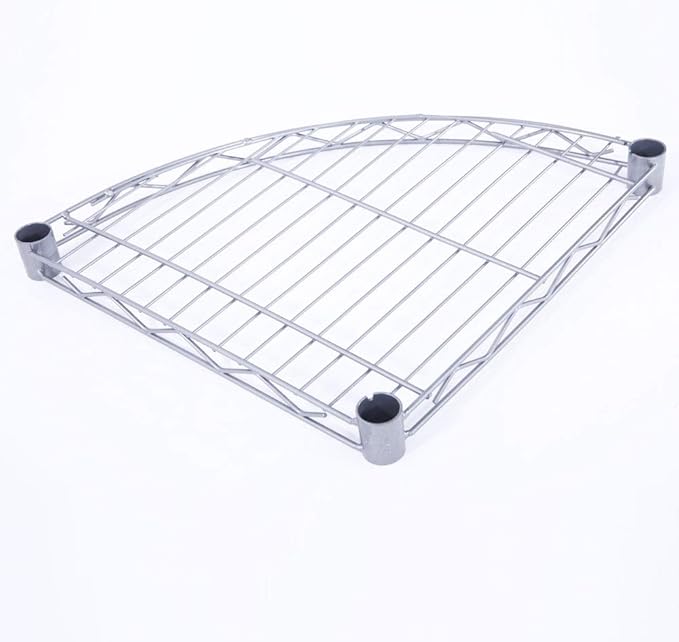 4-Tier Carbon Steel Corner Storage Rack, Adjustable Metal Shelf Organizer with Mesh Design for Kitchen, Bathroom, Office, or Living Room – Silver Gray
