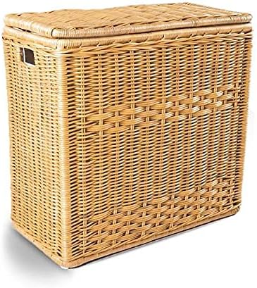 The Basket Lady 3-Compartment Wicker Laundry Sorter Hamper, 30 in L x 15 in W x 28 in H, Sandstone