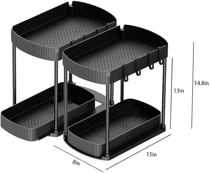 Multi-Purpose Pull-Out Storage Organizers, Under Sink & Cabinet Storage, 12.8 Inch, White (黑色)