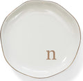 HOME SMILE Initials Ring Dish Jewery Tray with Personalized N-Monogrammed Engagement Wedding Gifts for Friends,Sister,Birthday Christmas Gifts for Women,Ceramic White