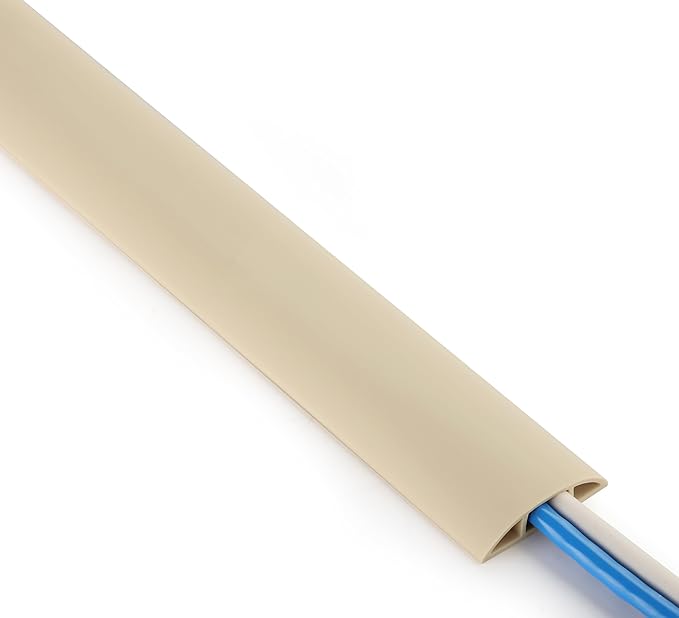 ZhiYo 10ft Cord Covers for Wires on Floor, Cord Hider Floor Hide Extension Cords, Soft PVC Cable Cover Cable Protector, Cable Cavity W0.62in H0.31in, Beige