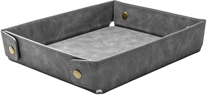 LLmoway PU Leather Valet Tray Nightstand Desk Organizer for Men Women Home Office Phone Watch Jewelry Glasses Keys Coins Storage