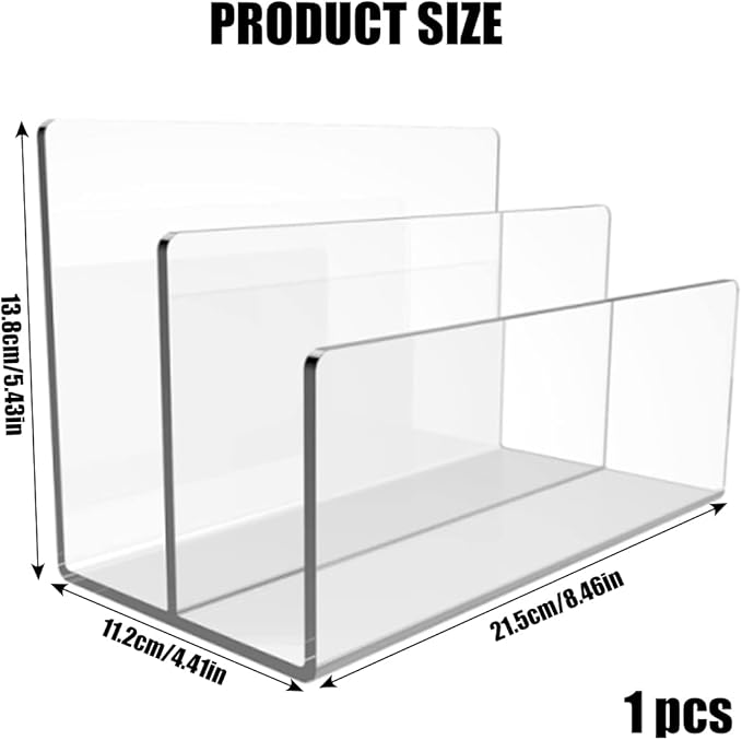 1 Pcs Acrylic Mile Sorter for Desk, 2 Upright Compartments Desk Mail Organizer, Acrylic Mail File Organizer Sorters for Envelope Paper Document, Clear Files Sorter for Office Home, Vertical